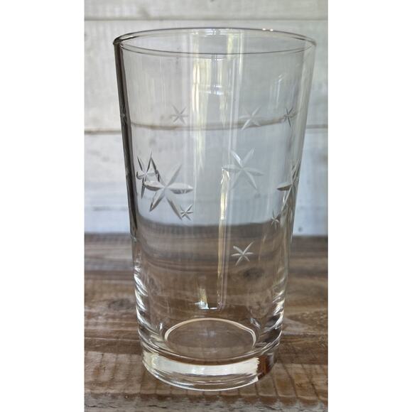 Set 5 Vintage MCM Barware Quartzex Crystal Star Dust Atomic Flat Tumbler 5” Cup - Picture 3 of 4